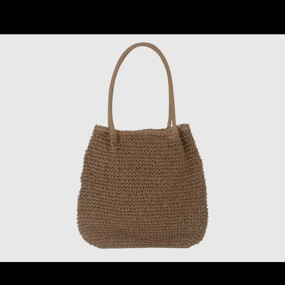 083- Stylish Tan Woven Tote Bag - Picture 2 of 5
